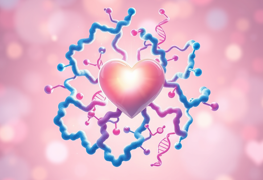 Heart surrounded by DNA strands